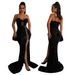 Women's Clothing Sexy Suspender Sleeveless Sequin Dress Slit Long Skirt_ecoleips.com