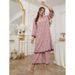 ZTY-121 Muslim Autumn Winter New Casual Women's V-neck Printed Sleeve Long Pants Set_ecoleips.com