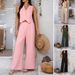 Women's Clothing Spring And Summer Leisure Commuting Vacation Style Solid Color Vest Wide Leg Trousers Suit_ecoleips.com