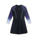 Aria Basics Women's Long Sleeve Sun Protection Sports Conservative 2025 New One-Piece Surf Swimsuit Gradient Color Plus Size Diving_ecoleips.com