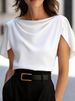 Women's Satin Short Sleeve Shirt - Breathable & Stylish Blouse For Summer & Office Wear_ecoleips.com