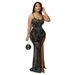 fashionable and sexy sling hot diamond dress slit leg exposed hot diamond dress banquet ladies style_ecoleips.com