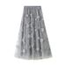 Aria Basics Aria Basics Net Yarn Embroidered Heavy-duty Plus-size Tulle Skirt, 2023 Spring New A-line Artistic High-waisted Long Skirt_ecoleips.com