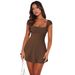 Cross-border Y2K Hot Girl European And American Fashion Slim-fit Sexy Short Backless Lace-up One-piec, Pure_ecoleips.com