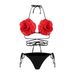 Women's sexy 3D three-dimensional flower split bikini bikini women's swimwear _ecoleips.com