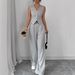Cross-border European American Women's Fashion 2025 Spring/Summer Elegant Buttoned Sleeveless Vest And Pants Set_ecoleips.com