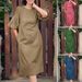 Spring Summer Women's Puff Sleeve O Neck A Line Dress Office Formal Work Attire Fashion_ecoleips.com