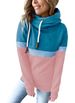 2025 New Women's Autumn Winter Solid Color Patchwork Casual High Neck Hooded Sweatshirt For Women_ecoleips.com