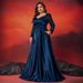 Plus Size Sequined V Neck Long Sleeved Dress American Style For Formal Evening Parties Banquets Women's Party Wear_ecoleips.com