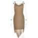 Cowl Neck Spaghetti Strap Dress Women Mesh Patchwork Backless Slim Party Dress_ecoleips.com