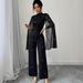 Women's Clothing Women's Elegant Chiffon Jumpsuit Style Spring Autumn Sequined Semi High Neck Long Sleeve Solid Color Romper_ecoleips.com