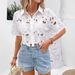 Women’s Lace Blouse – Short Sleeve Elegant Shirt (Black/White) | S-XXL | Office & Vacation_ecoleips.com