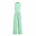 European And American Women's Casual Ribbed Wide-Leg Spring Summer Long Pants Elastic Waist Loose Sleeveless Vest_ecoleips.com