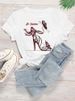 European And American Cross-border Foreign Trade Wholesale Clothing: Colorful High-heeled Shoes, Round-neck Plus-size_ecoleips.com