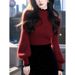 girl Red Half Turtleneck For Women, Autumn Winter Soft And Cozy Lazy Style Inner Wear Top, Zodiac Christmas New Year Knitted_ecoleips.com