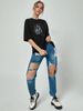 Women's Casual Black T-Shirt round Neck Short Sleeve Breathable Cotton Polyester Top Loose Fit Printed Sports Export Tee_ecoleips.com