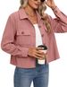 Trendy Women's Corduroy Button-Up Cropped Jacket – Casual & Stylish Short Shirt, Polo Collar, Multiple Colors (S-XXL)_ecoleips.com