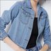 Blue short denim jacket student jacket denim shirt spring and autumn solid color long sleeve women's tops_ecoleips.com
