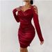 2025 Cross-Border European American Spring And Autumn New Satin Elegant Lace Bodycon Ruched Dress_ecoleips.com