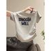 ng2510292 Navy Blue Off-shoulder Short-sleeve Women's T-shirt, 2026 Summer Design, With Contrasting Color Shoulder Straps, Ruched_ecoleips.com