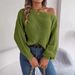 2025 Autumn Winter Casual Hollow Out Off-Shoulder Lantern Sleeve Sweater Real Shot Independent Cross-Border European And_ecoleips.com