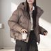 Women's Short Down Jacket Winter Warm Duck Feather Coat With Stand Collar, Slim Fit, Lightweight & Stylish, Perfect For Casual Outings_ecoleips.com