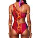 Sexy European American Style Bikini One Shoulder Snakeskin Print Slimming One Piece Swimwear For Women Wire-Free Chest Pad_ecoleips.com