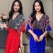 Ethnic V-neck Cotton Short Sleeve French Thai Style For Women Summer Printed Pastoral Dress Vacation Outfit_ecoleips.com