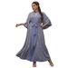 Elegant V-Neck Floral Print Maxi Dress With Belt – Plus Size Modest Abaya For Middle Eastern Women Travel-Ready_ecoleips.com