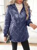Women's Quilted Puffer Jacket – Winter Long Sleeve Coat With Diamond Stitch Design, Loose Fit Polyester Outerwear For Casual & Streetwear Fashion_ecoleips.com
