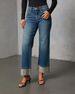 Women's Clothing Fashionable Casual Straight Leg Jeans Rhinestone Washed_ecoleips.com