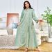 Verve Dubai Clothing Factory Muslim Women's Long New Sequin Evening Gown Dress Abaya_ecoleips.com