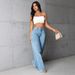 European And American Cross-border Women's Clothing: New Low-waist Casual Loose Straight Wide-leg Denim Pants_ecoleips.com