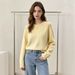 Women's Loose Knit Sweater round Neck Pullover Three Dimensional Floral Top European American Style Autumn Winter New Rolled Hem_ecoleips.com