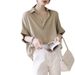 Women's Vintage Short Sleeve Shirt Loose Batwing Casual Blouse Breathable Summer Top in White Hong Kong Style_ecoleips.com