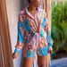 Women's Summer Casual Printed Shirt & Shorts Set - 3D Floral Loose Fit Two Piece Outfit - Breathable Polyester - S/M/L/XL/2XL/3XL_ecoleips.com