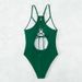 Women's Sexy High Waist One-Piece Swimsuit - European & American Solid Color With Back Lace-Up Design For Beach & Pool_ecoleips.com