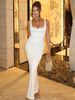 Hugcitar 2026 Elegant Solid Straps Backless Lace Up Sexy Bodycon Slit Maxi Prom Dress Women Clothes Fashion Evening Party Outfit_ecoleips.com