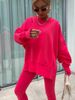 Trendy Women's Casual Streetwear Set - Comfortable Long Sleeve Hoodie & High-Waisted Split Hem Joggers_ecoleips.com