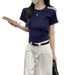 2026 Summer New Korean Version Round Neck Slim Shoulder Bar Strip Thin Versatile Short-sleeved T-shirt Women's Top_ecoleips.com