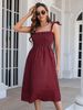 Women's Clothing 2022 Summer Bestseller European And American Casual Color-Block Plaid Tie-Waist_ecoleips.com