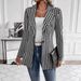 2025 Spri And Autumn New Houndstooth Elegant Fashion Slim Fit Lapel Sile-Breasted Small Blazer For Workplace_ecoleips.com
