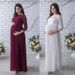Lace Splicing Chiffon Long Dress for Pregnant Women European And American Style Sexy Hot Selling Maternity Wear_ecoleips.com