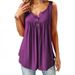 Women's Casual Ruffled Sleeveless T-Shirt Solid Color Mid-Length Button Vest Summer New Bestseller_ecoleips.com
