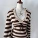 European American Striped V-Neck Sweater Long Sleeve Slim Fit Hooded High Street Style Women's Cute Design Wholesale_ecoleips.com