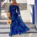 Women's Clothing Sexy One Shoulder Printed Long Skirt Dress_ecoleips.com