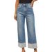 Women's Clothing Jeans Women Quality Retro Curled High Waist Trousers_ecoleips.com