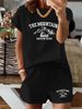 Women's Clothing Casual Round Neck Short Sleeve T-Shirt And Shorts Tracksuit Print Lingerie Set_ecoleips.com