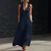 2026 Summer Cross-Border Women's Vacation Casual V-Neck Sleeveless Tank Dress_ecoleips.com