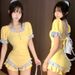 Women's One Piece Swimsuit with Puff Sleeves Slimming Design for Youthful Cute Style Perfect for Hot Springs And Beach_ecoleips.com